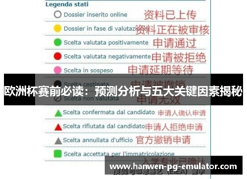 欧洲杯赛前必读：预测分析与五大关键因素揭秘
