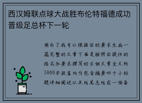 西汉姆联点球大战胜布伦特福德成功晋级足总杯下一轮
